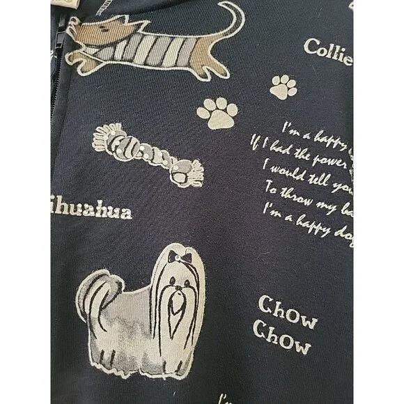 Jess and Jane Dog Town Hooded Sweatshirt Full Zip Rhinestone Black 3X - Picture 4 of 8